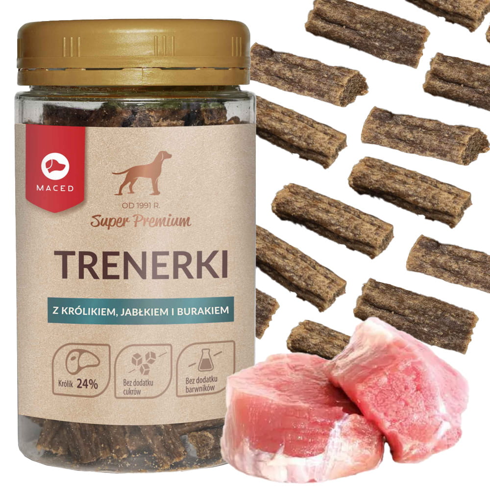 Maced smakołyki przysmak dla psa Trenerki KRÓLIK Z JABŁKIEM I BURAKIEM 150g